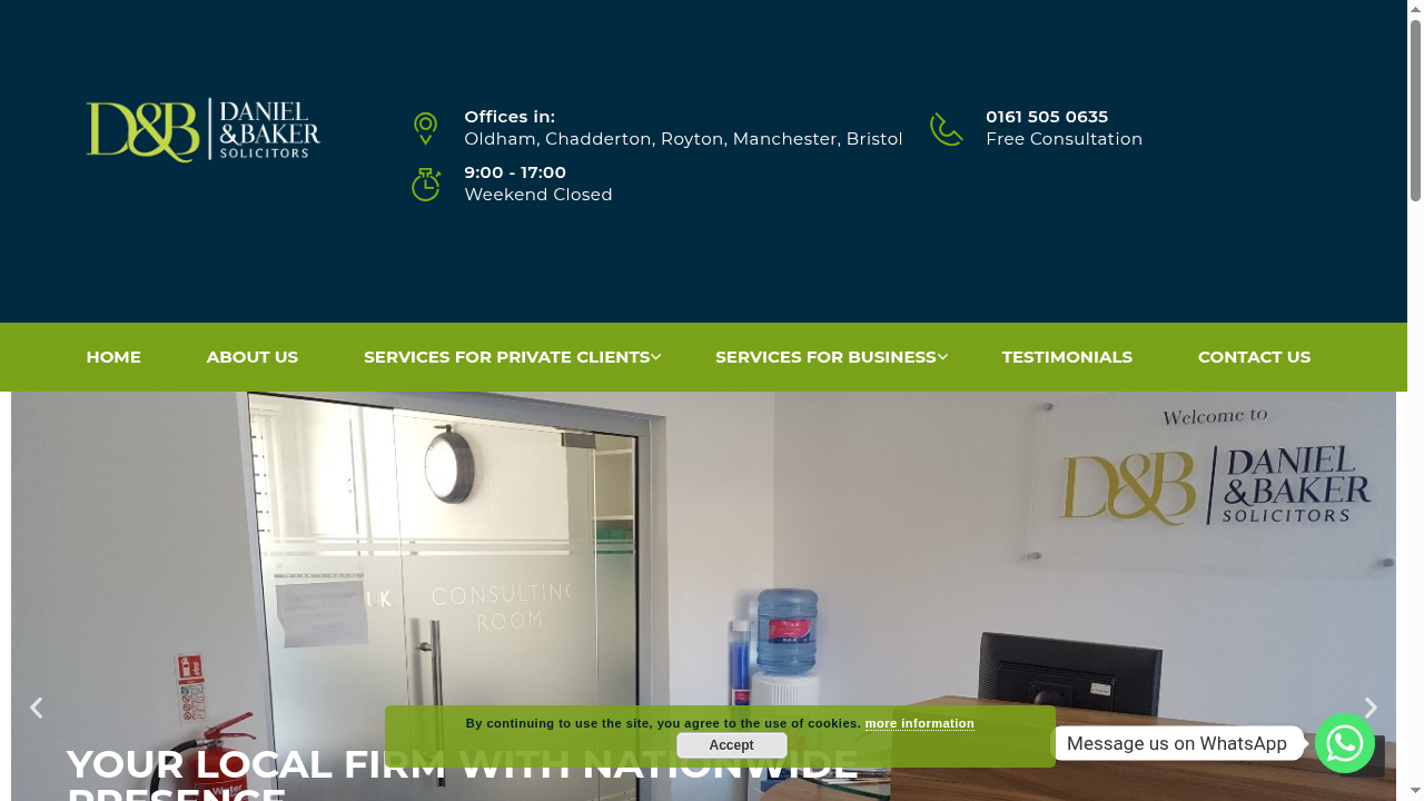 Actual original Daniel & Baker website screenshot captured 27 October 2026