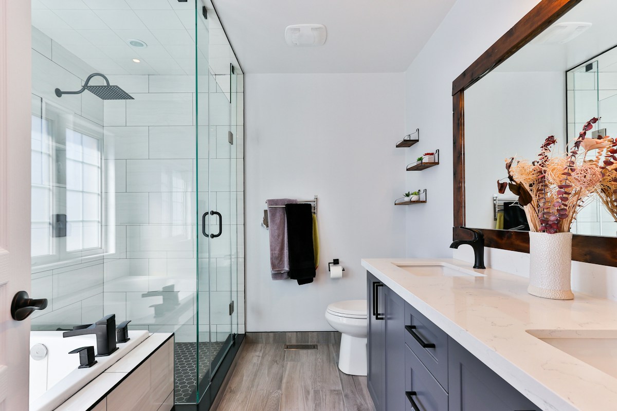 Modern bathroom - stock photo, illustrative concept
