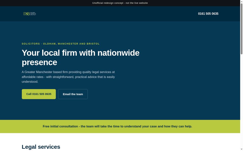 Daniel and Baker solicitors redesign concept