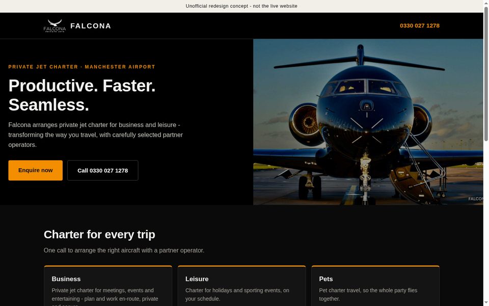 Falcona private jets redesign concept