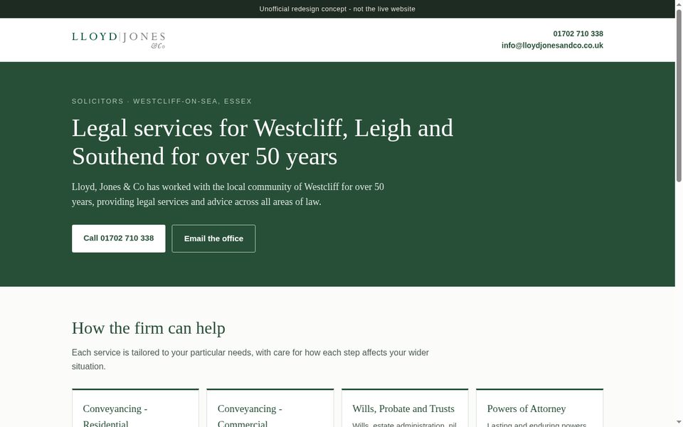 Lloyd Jones solicitors redesign concept